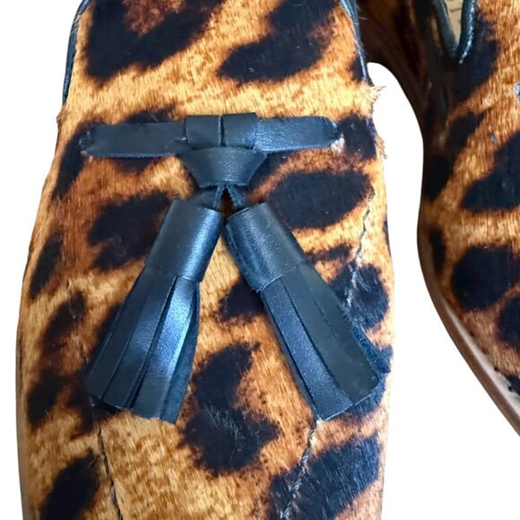 Talbots Leighton tassel loafers in leopard print calf hair women's size 6M - Picture 7 of 11